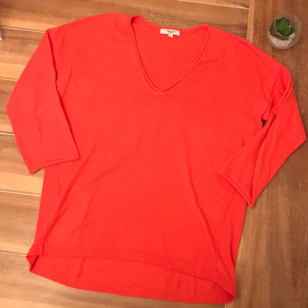 🥰 Madewell Crop Sleeve Coral Sweater
